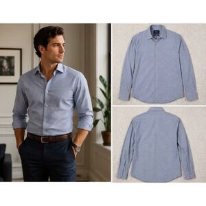 Charles Tyrwhitt Weekend Extra Slim Fit Polka Dot Dress Shirt Men's Large Blue